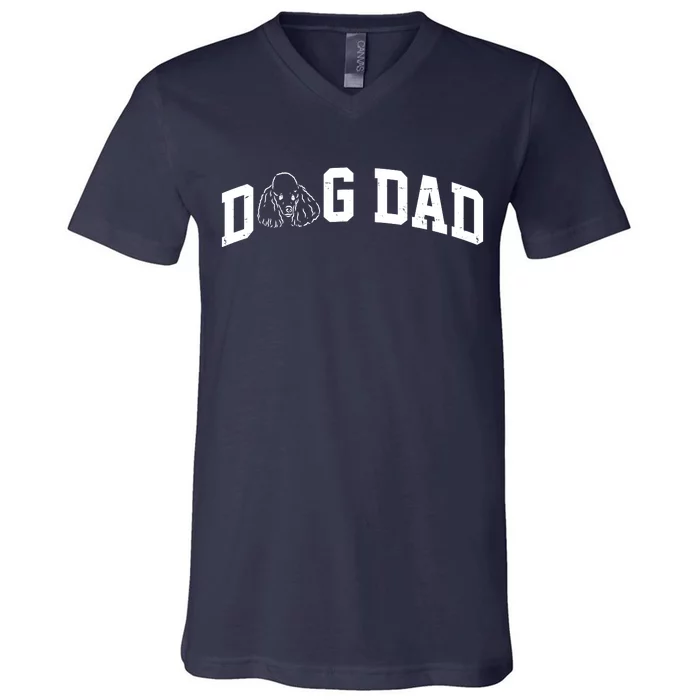 Dog Dad Poodle Gift For Father's Day V-Neck T-Shirt