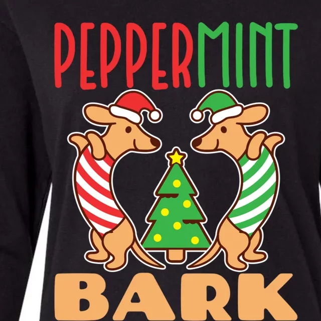 Dachshund Doxie Peppermint Bark Cute Christmas Xmas Cool Gift Womens Cotton Relaxed Long Sleeve T-Shirt