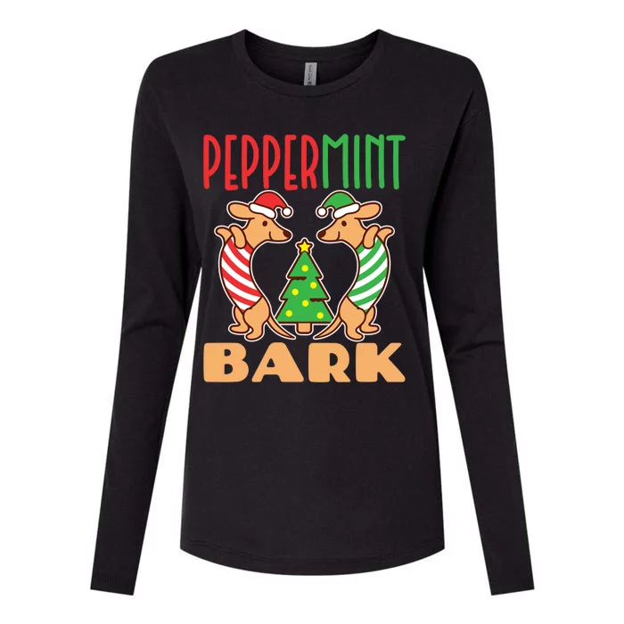 Dachshund Doxie Peppermint Bark Cute Christmas Xmas Cool Gift Womens Cotton Relaxed Long Sleeve T-Shirt