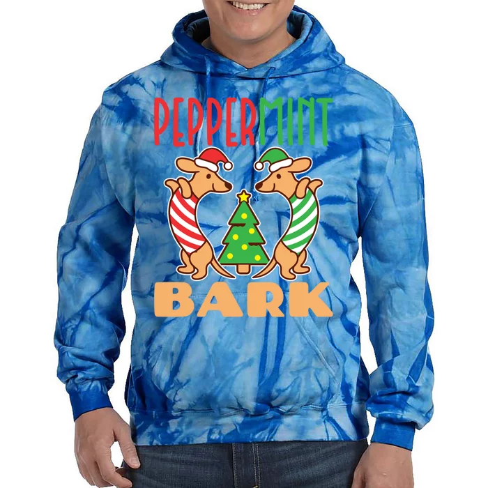 Dachshund Doxie Peppermint Bark Cute Christmas Xmas Cool Gift Tie Dye Hoodie