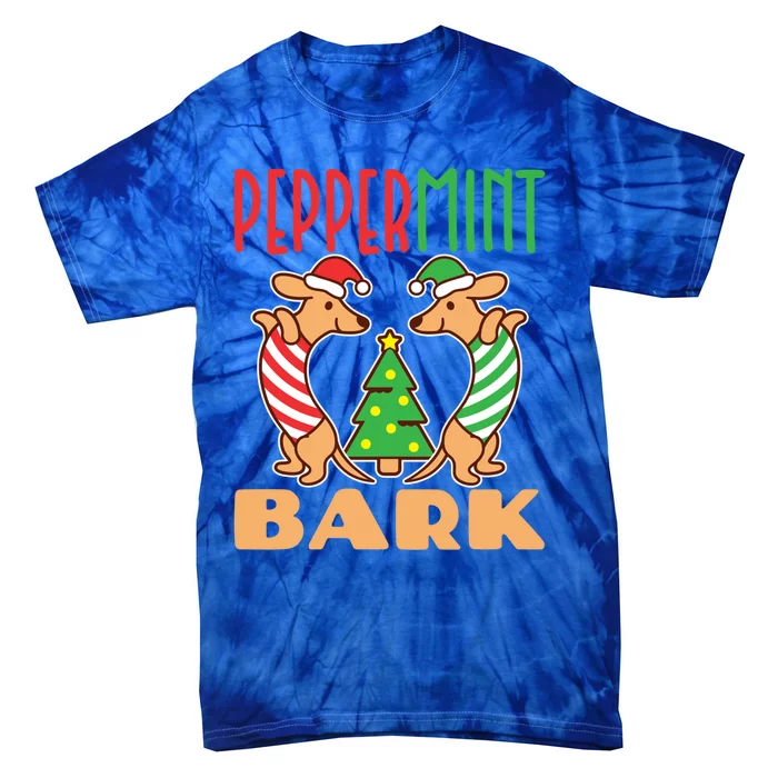 Dachshund Doxie Peppermint Bark Cute Christmas Xmas Cool Gift Tie-Dye T-Shirt