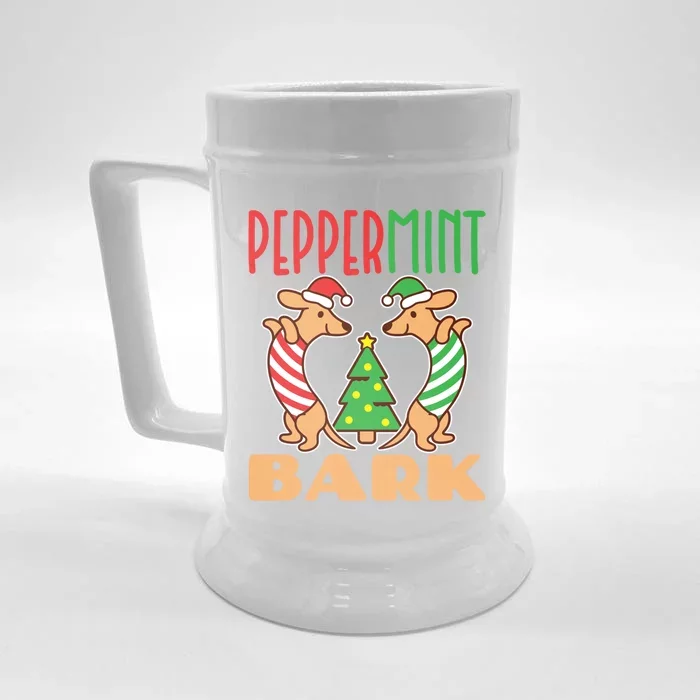 Dachshund Doxie Peppermint Bark Cute Christmas Xmas Cool Gift Front & Back Beer Stein