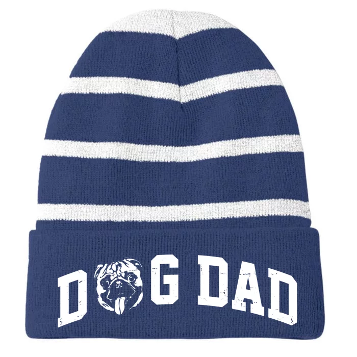 Dog Dad Pug Lover Striped Beanie with Solid Band