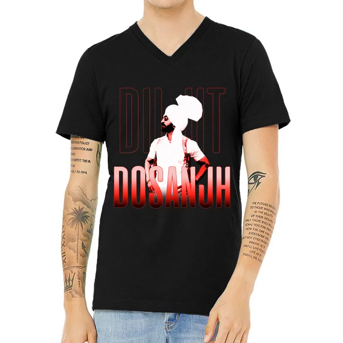 Diljit Dosanjh Punjabi Singer Desi Apparel Punjabi V-Neck T-Shirt