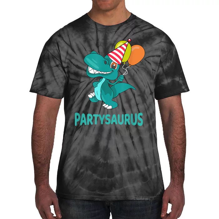 Dino Dinosaur Party Party Saurus Funny Dinosaur With Balloon Tie-Dye T-Shirt