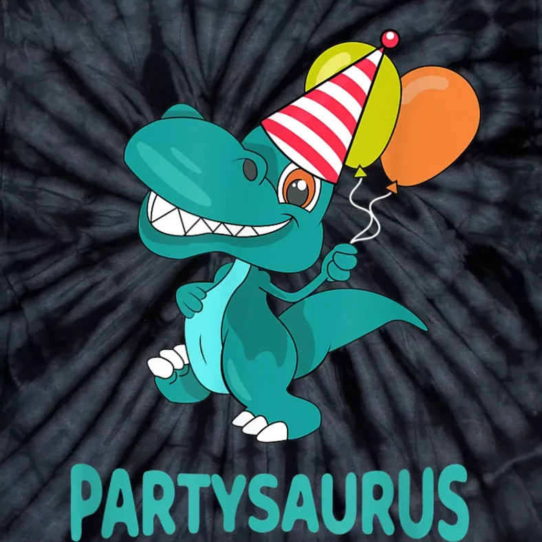 Dino Dinosaur Party Party Saurus Funny Dinosaur With Balloon Tie-Dye T-Shirt