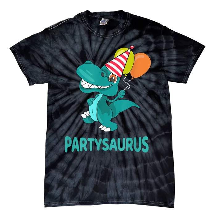 Dino Dinosaur Party Party Saurus Funny Dinosaur With Balloon Tie-Dye T-Shirt