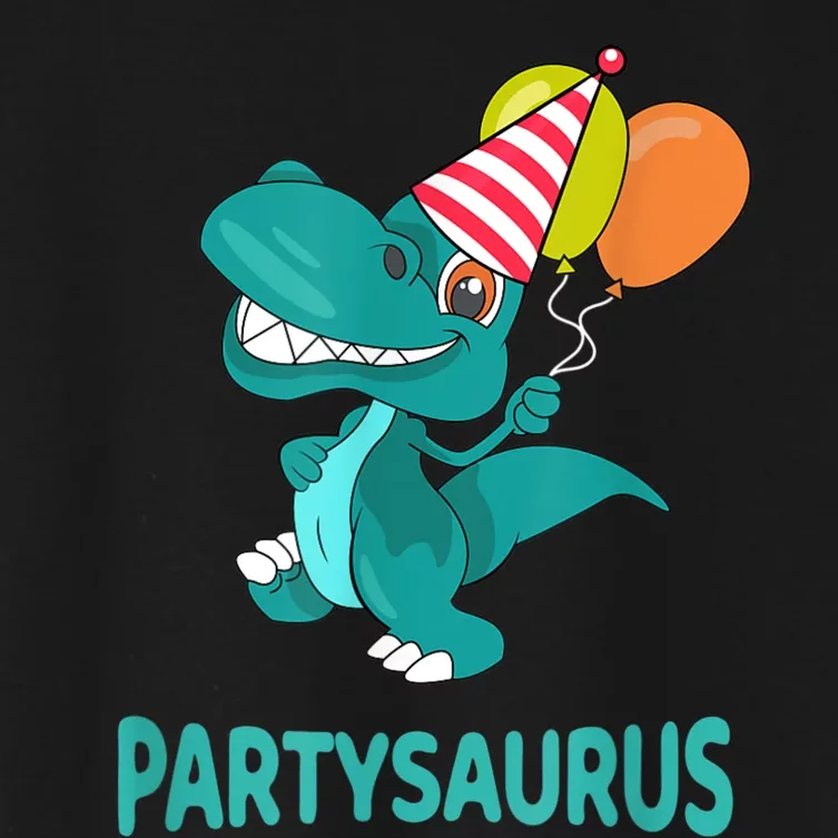 Dino Dinosaur Party Party Saurus Funny Dinosaur With Balloon Women's Crop Top Tee