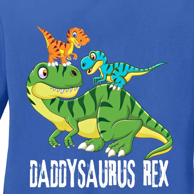 Daddy Daddysaurus Rex (2 ) Dinosaur Fathers Day Gift Ladies Long Sleeve Shirt