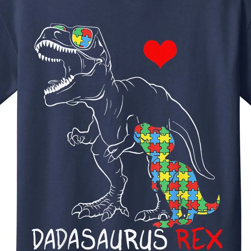 Dadasaurus Daddy Rex Autism Awareness Proud Dad Fathers Day Kids T-Shirt