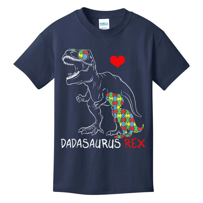 Dadasaurus Daddy Rex Autism Awareness Proud Dad Fathers Day Kids T-Shirt