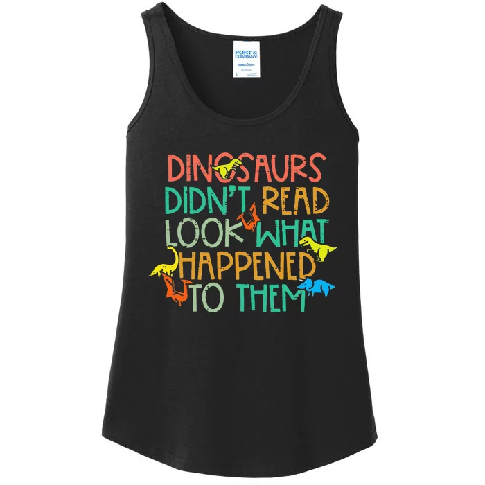 Dinosaurs Didnt Read Funny Book Lover teacher Ladies Essential Tank