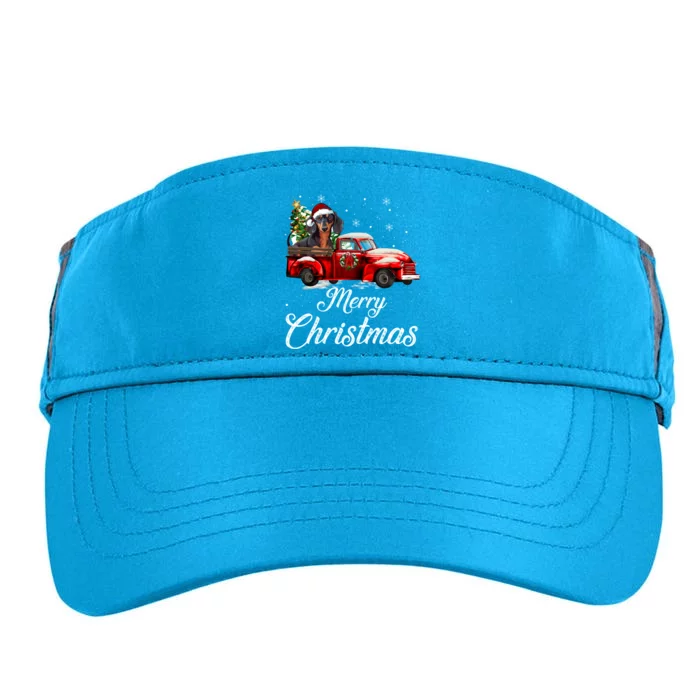 Dachshund Dog Riding Red Truck Christmas Decorations Pajama Gift Adult Drive Performance Visor