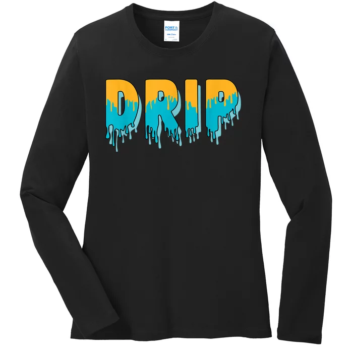 Drip Dripping Retro Aqua 5s Matching Ladies Long Sleeve Shirt