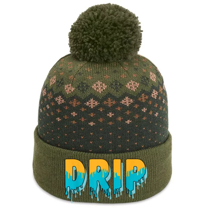 Drip Dripping Retro Aqua 5s Matching The Baniff Cuffed Pom Beanie