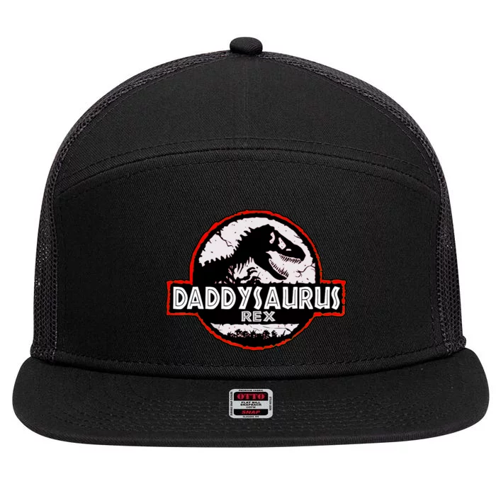 Dinosaur Daddysaurus Rex Father Day For Dad Funny Gifts Idea 7 Panel Mesh Trucker Snapback Hat