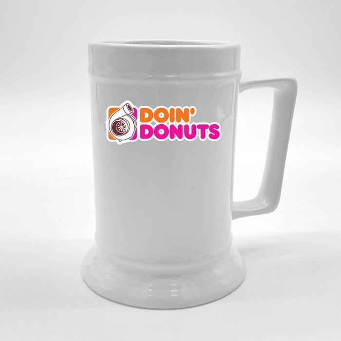 Doin Donuts Racing Fast Car Front & Back Beer Stein