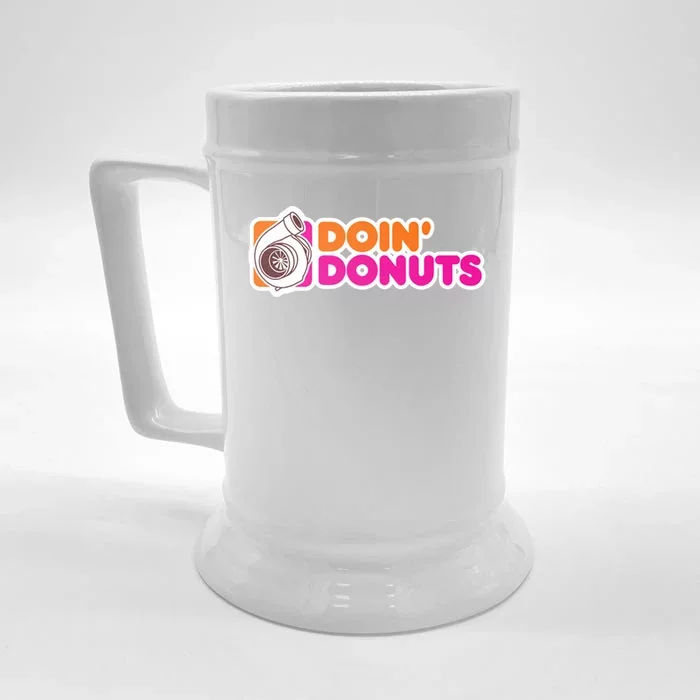 Doin Donuts Racing Fast Car Front & Back Beer Stein