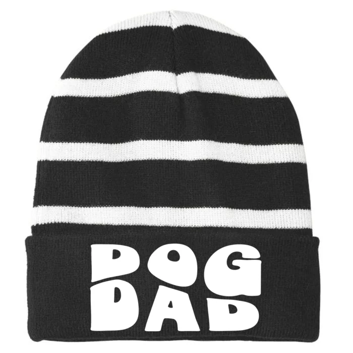 Dog Dad Retro Funny Pod Striped Beanie with Solid Band