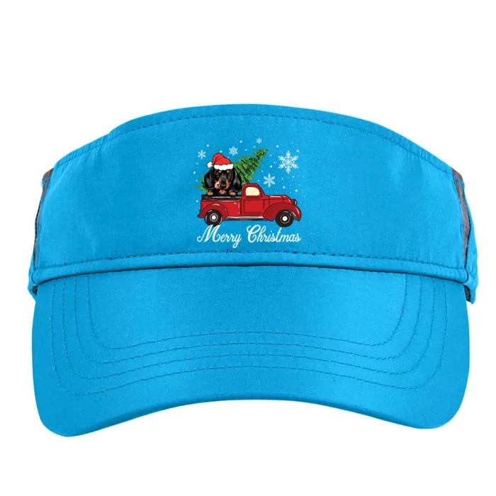 Dachshund Dog Riding Red Truck Christmas Decorations Pajama Gift Adult Drive Performance Visor