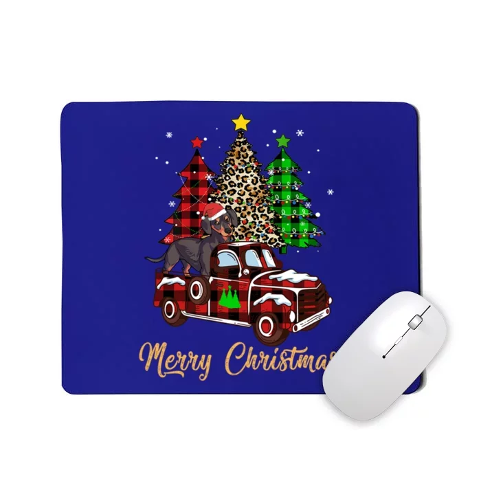 Dachshund Dog Riding Red Truck Christmas Decor Pajama Gift Mousepad