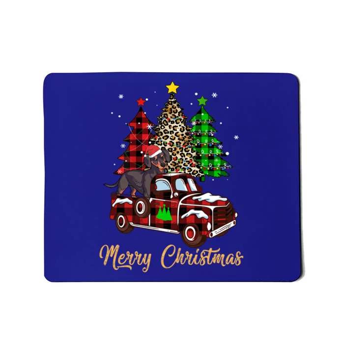 Dachshund Dog Riding Red Truck Christmas Decor Pajama Gift Mousepad