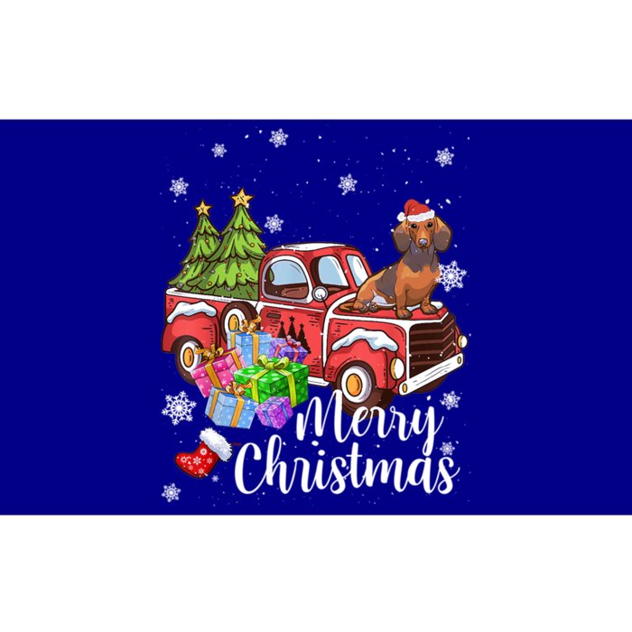 Dachshund Dog Riding Red Truck Christmas Decorations Pajama Gift Bumper Sticker