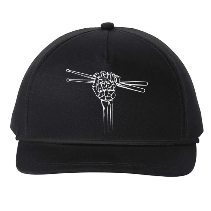 Drummer Drum Sticks Skeleton Hand Horns Snapback Five-Panel Rope Hat