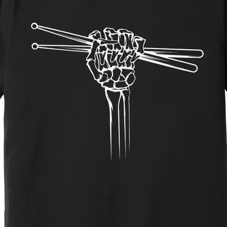 Drummer Drum Sticks Skeleton Hand Horns Premium T-Shirt