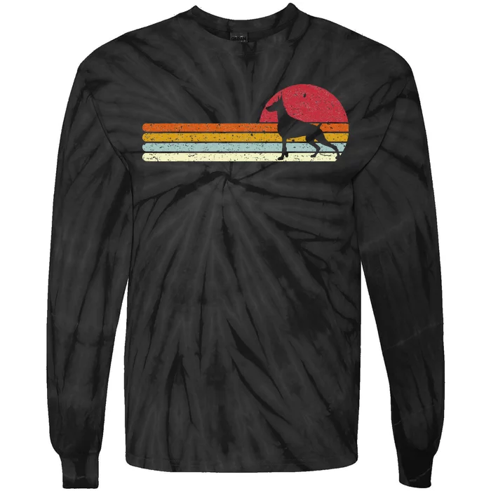 Dobie Dobermann Silhouette Sunset For Dog Owners Tie-Dye Long Sleeve Shirt