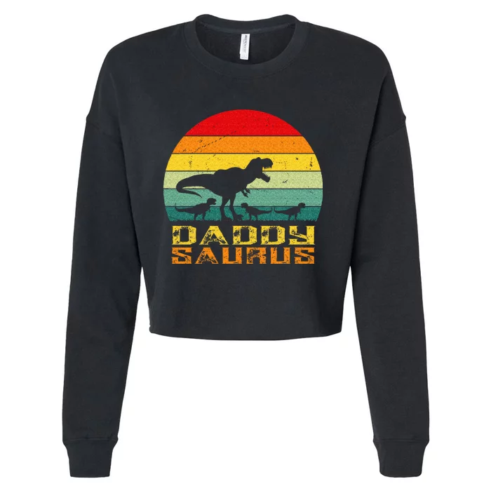 Daddysaurus Daddy Saurus Dino Dinosaur T Rex Cropped Pullover Crew