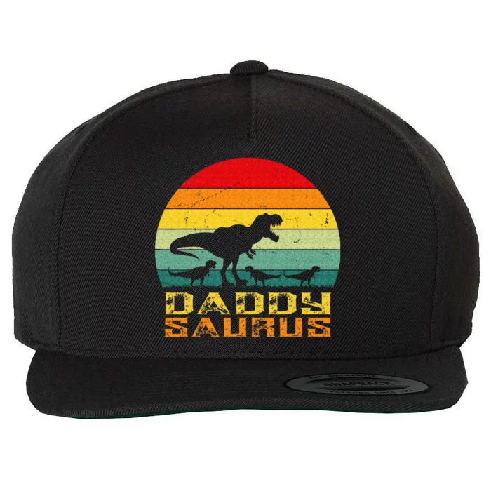 Daddysaurus Daddy Saurus Dino Dinosaur T Rex Wool Snapback Cap