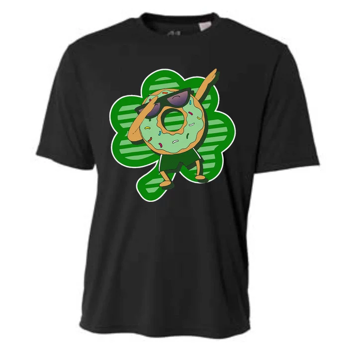 Dabbing Donut St Patricks Day Irish Shamrock Funnys Cooling Performance Crew T-Shirt