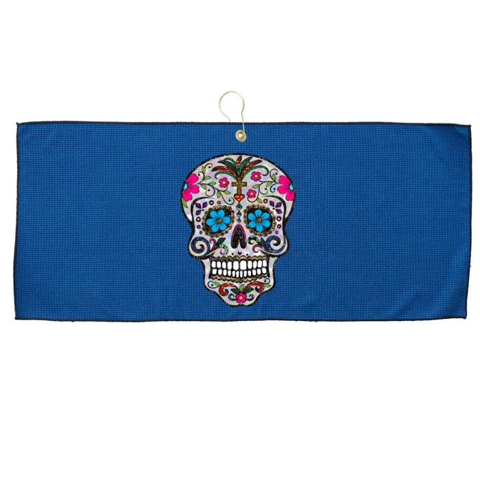 day dead sugar skull hoodie halloween hoody Large Microfiber Waffle Golf Towel