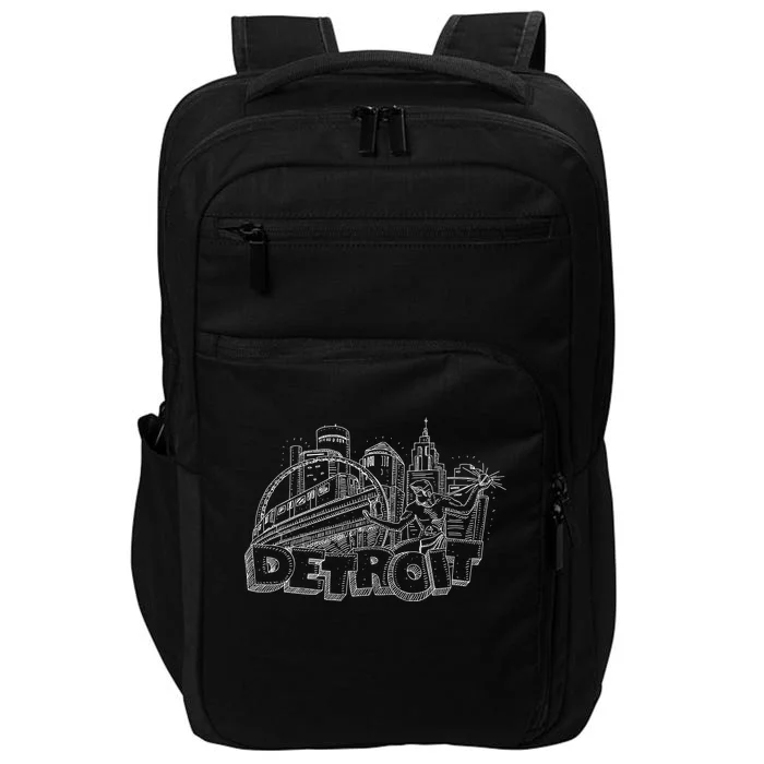 Detroit Drawing Skyline Impact Tech Backpack