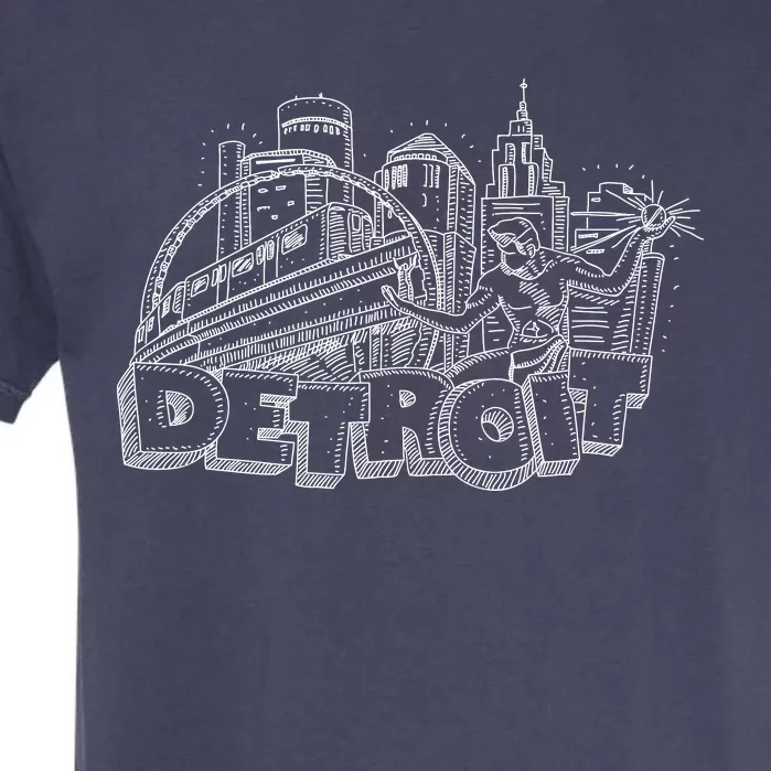 Detroit Drawing Skyline Garment-Dyed Heavyweight T-Shirt