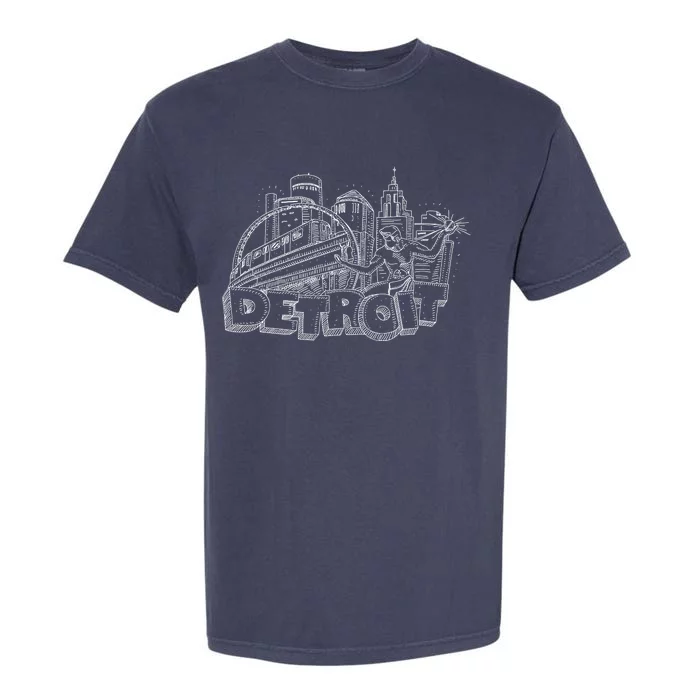 Detroit Drawing Skyline Garment-Dyed Heavyweight T-Shirt