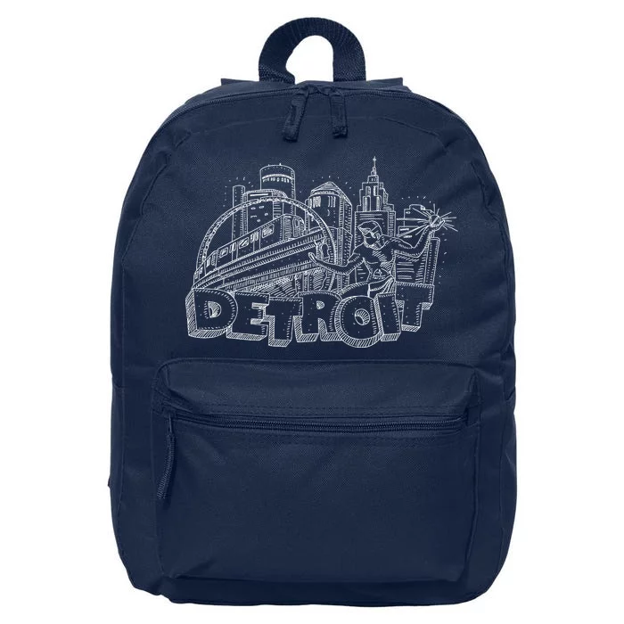 Detroit Drawing Skyline 16 in Basic Backpack