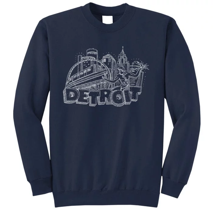 Detroit Drawing Skyline Tall Sweatshirt