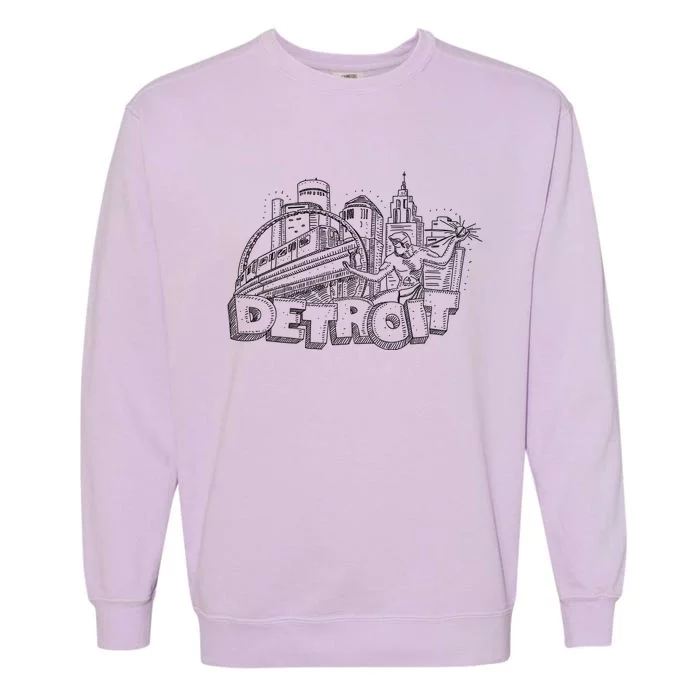 Detroit Drawing Skyline Garment-Dyed Sweatshirt