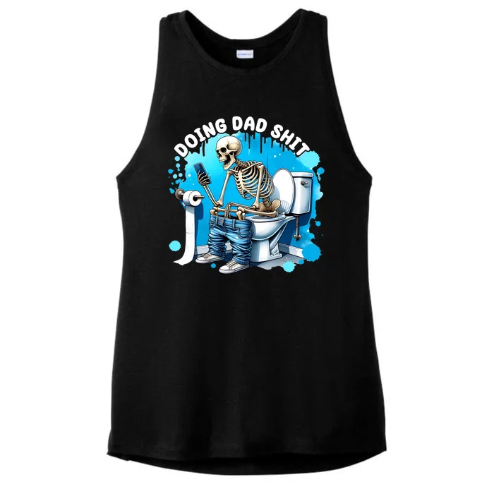 Doing Dad Shit Funny Skeleton Ladies Tri-Blend Wicking Tank