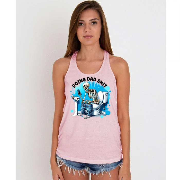 Doing Dad Shit Funny Skeleton Women's Knotted Racerback Tank