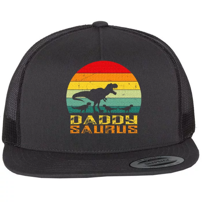 Daddysaurus Daddy Saurus Dino Dinosaur T Rex Flat Bill Trucker Hat