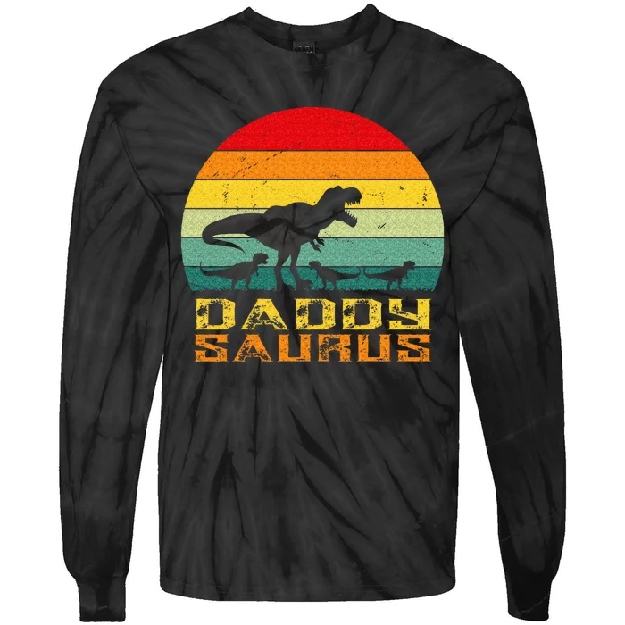 Daddysaurus Daddy Saurus Dino Dinosaur T Rex Tie-Dye Long Sleeve Shirt