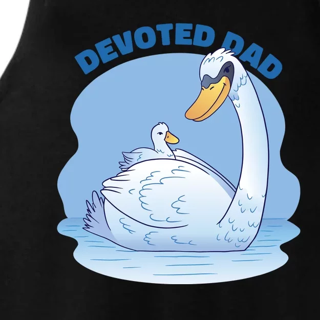 Devoted Dad Swan Fathers Day Gift Ladies Tri-Blend Wicking Tank