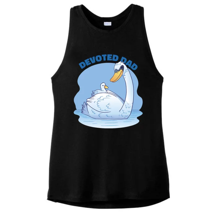 Devoted Dad Swan Fathers Day Gift Ladies Tri-Blend Wicking Tank