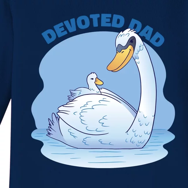 Devoted Dad Swan Fathers Day Gift Baby Long Sleeve Bodysuit