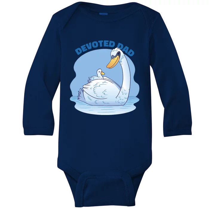 Devoted Dad Swan Fathers Day Gift Baby Long Sleeve Bodysuit