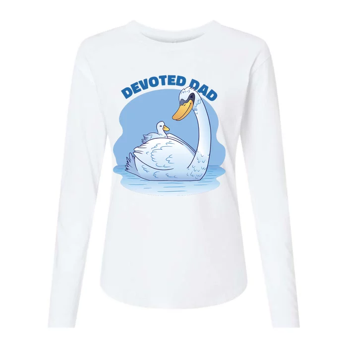 Devoted Dad Swan Fathers Day Gift Womens Cotton Relaxed Long Sleeve T-Shirt