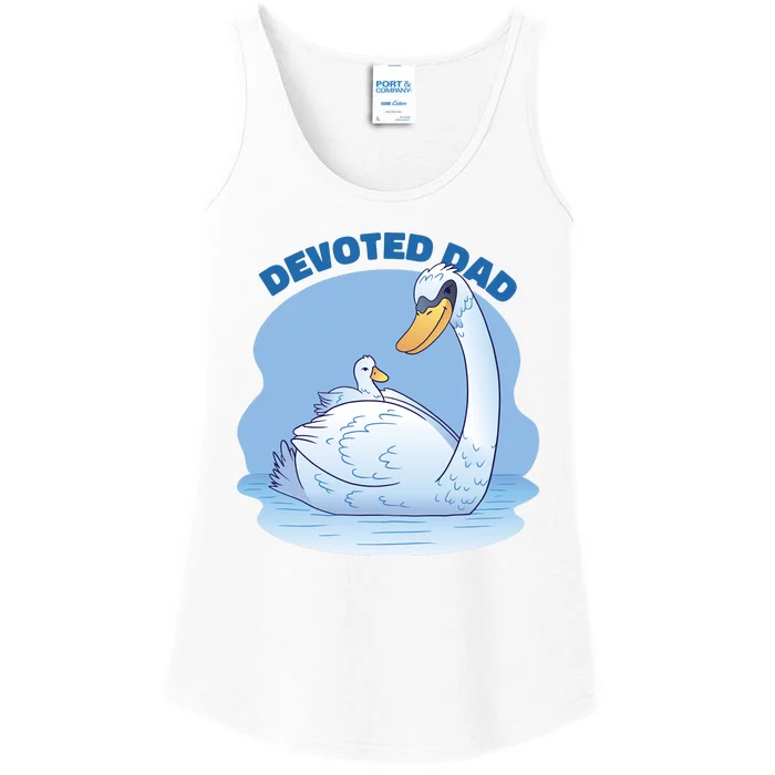 Devoted Dad Swan Fathers Day Gift Ladies Essential Tank